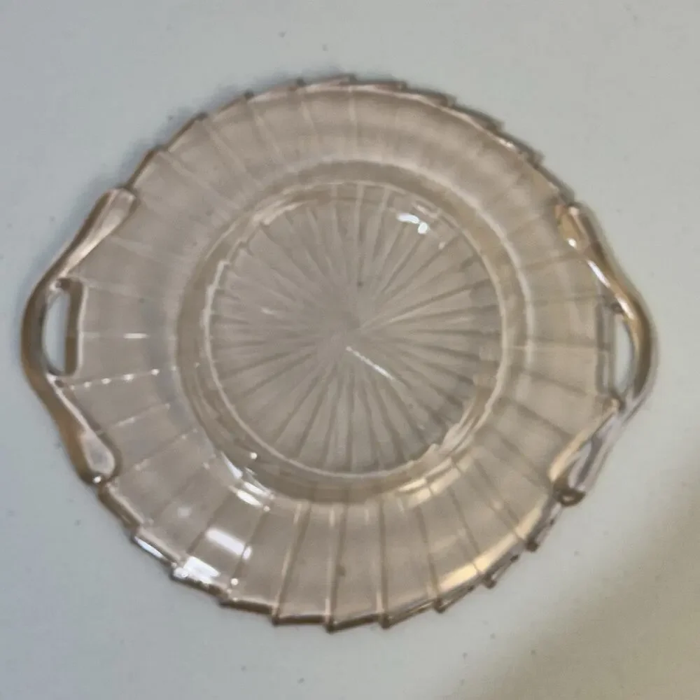 Jeannette Glass Co. Sierra/Pinwheel Pink Depression Glass 2 Handled Serving Tray